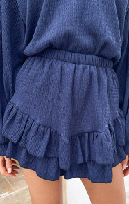 The Musthaves Smocked Ruffle Skort Malaga Navy