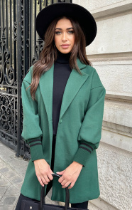 The Musthaves Oversized Stripe Coat Smaragd