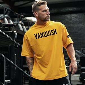 Gym Sports Apparel Casual Loose T-shirt Men Cotton Short Sleeves Tees Tops Summer Gym Fitness Solid Shirt Male Running Sports Training Clothing