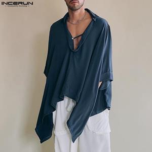 INCERUN Men's Fashion V Swing Neck Short Sleeve Shirt