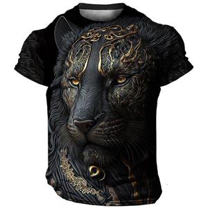 ETST 07 Dagelijks oversized heren T-shirt 3D leeuwenprint tees tops zomer casual dierpatroon streetwear nieuwe mode straat herenkleding