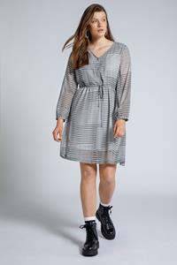 Studio Untold Jerseykleid Chiffon Kleid V-Ausschnitt Langarm Hahnentritt
