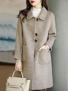 BERRYLOOK Woolen Thickened Slim Fit Temperament Mid-length Woolen Coat