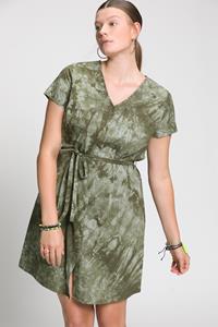 Studio Untold Jerseykleid Kleid A-Line Batik Print V-Ausschnitt Bindeband