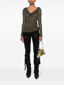 Blumarine cowl-neck open-knit metallic jumper - Goud