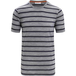 Icebreaker Kurzarmshirt Men Wave SS Tee Stripe MIDNIGHT NAVY/LODEN/S