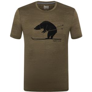 SUPER.NATURAL Print-Shirt Merino T-Shirt M SKIING BEAR TEE geruchshemmender Merino-Materialmix