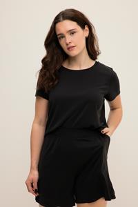 Ulla Popken Rundhalsshirt T-Shirt Blüten Classic Tunika-Ausschnitt 3/4-Arm