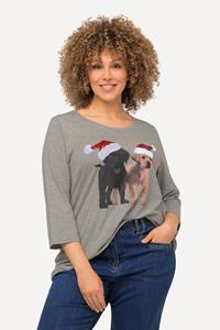 Ulla Popken Rundhalsshirt Weihnachts-Shirt A-Linie Pailletten Rundhals
