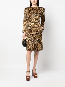 Saint Laurent Pre-Owned 1980s jurk met luipaardprint - Bruin