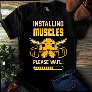 Shirtbude het installeren van spieren Pokemon zeggen print Tshirt