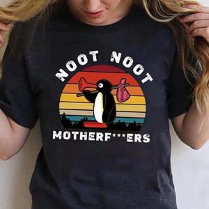 Bestnify apparel Womens Fashion Pingu Noot Noot Motherfu*kers Vintage Heren T-shirt met korte mouw katoenen T-shirt