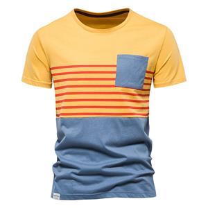 AIOPESON Men Fashion AIOPESON Brand Quality Cotton Men T-shirt O-neck Slim Short Sleeve Patchwork Pocket T Shirt for Men Summer Top Tees Men Clothing