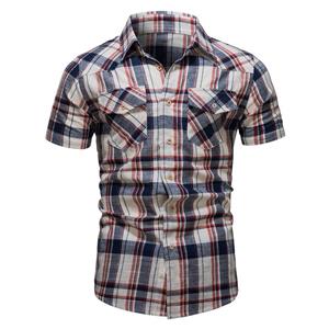 AIOPESON Men Fashion AIOPESON 100% Cotton Plaid Shirt Men Fashion Brand Quality Short Sleeve Checkered Shirt Man Social Business Summer Men Clothing