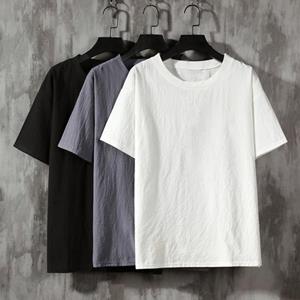 Meizhenchang Heren T-shirts met O-hals, lichtgewicht, grote maten, effen kleur, casual top, streetwear