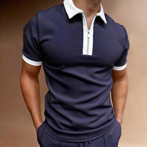 WowClassic T-shirt met korte mouwen, ritssluiting en kraag voor heren, plus maat T-shirt, man-patchwork-tops