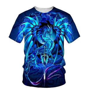 Libreclans 1 Zomer West Dragon 3D-geprint heren O-kraag korte mouw 3D-stijl herenmode casual T-shirt