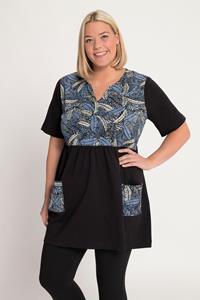Ulla Popken Longshirt Longshirt Ananas Print Rundhals mit Keyhole