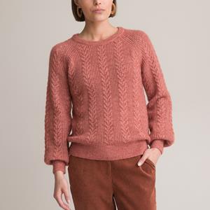 ANNE WEYBURN Trui met ronde hals, kabeltricot, mixed mohair