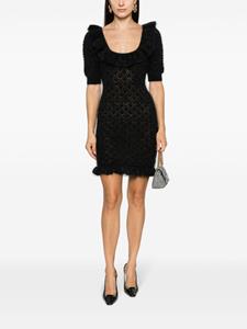 Alessandra Rich ruffle-trim knitted dress - Zwart