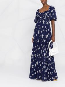 Self-Portrait Maxi-jurk met bloemenprint - Blauw