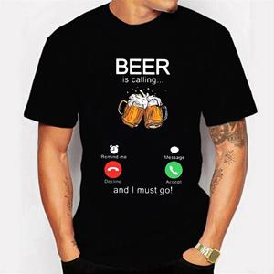 Muzi clothing Bier belt en ik moet gaan bellen scherm bier T-shirt bier dag T-shirt grappig T-shirt aangepaste Tees zomer merk Teeshirt