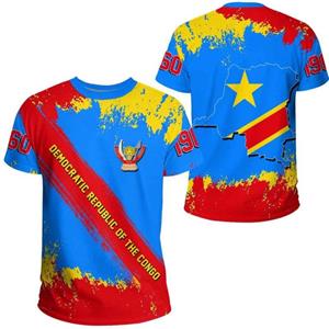ETST 07 Democratic Republic of Congo Country Flag 3D Printed High Quality T Shirt Summer Casual Short Sleeve Round Neck Men Ladies Tops