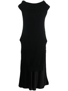 Semicouture off-shoulder wool blend maxi dress - Zwart