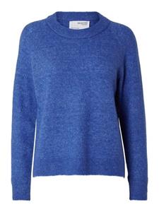 SELECTED FEMME Strickpullover Strick Pullover SLFLULU Wollpullover Rundhals Sweater (1-tlg) 3855 in Blau