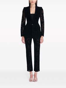 Oscar de la Renta lace-detailing cotton-blend straight trousers - Zwart