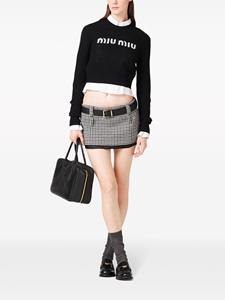 Miu Miu logo-intarsia cashmere jumper - Zwart