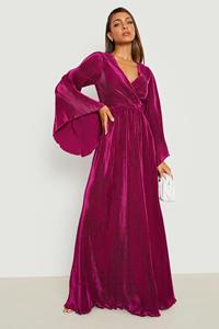 Boohoo Plisse Kimono Maxi Jurk, Jewel Purple