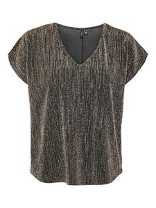 Vero Moda Elma S/s V-Neck Top Black Lurex ZWART 