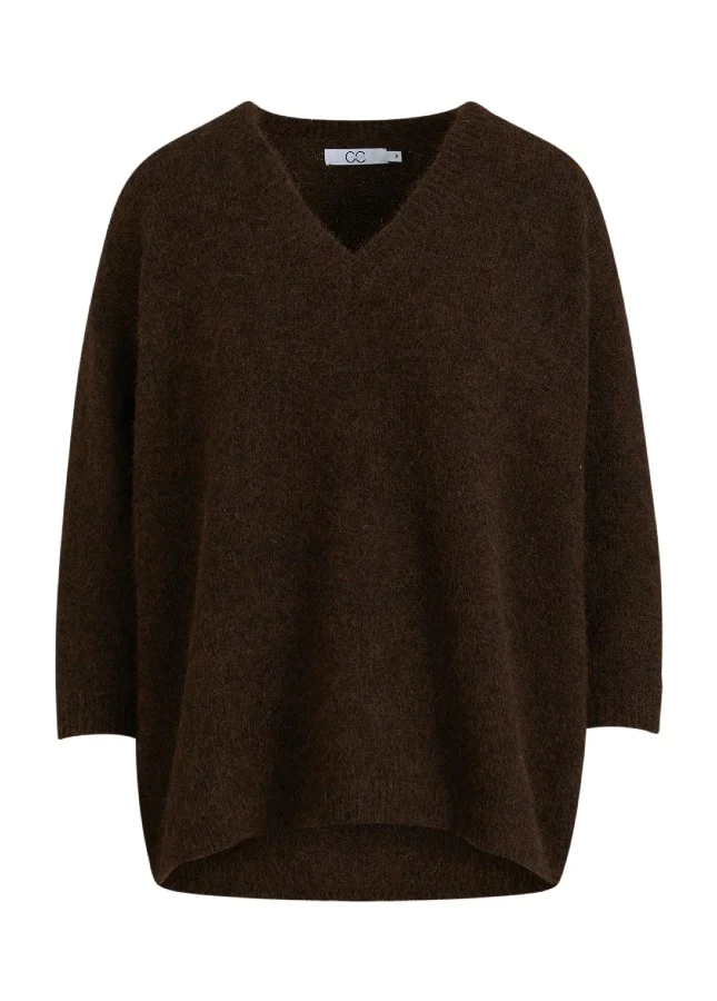 Coster Copenhagen Bruine v-hals alpaca trui amelia -