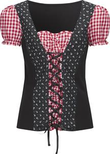 Your Look... for less! Dames Traditioneel shirt zwart/rood geprint Größe