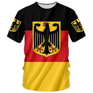 ETST WENDY Duitsland Nationale Vlag Patroon Heren T-shirt zomer ademend materiaal Sneldrogende Tees Mode ronde hals Oversized korte mouw