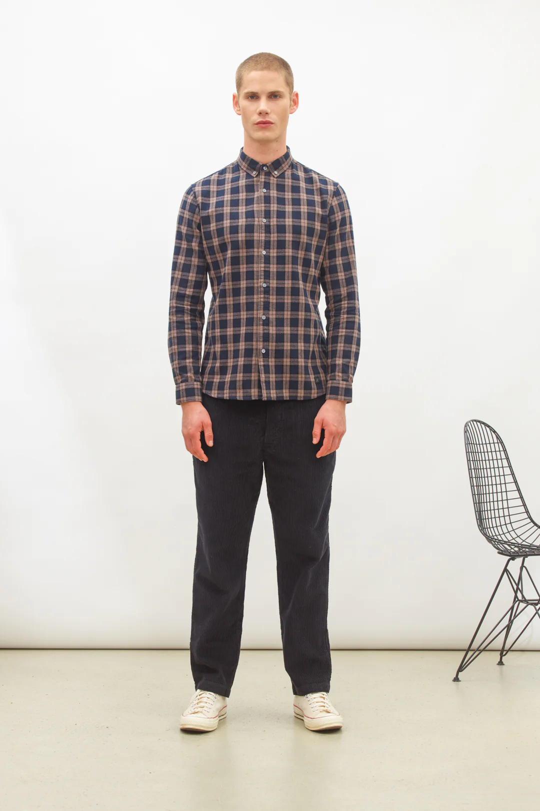 NOWADAYS Brushed check shirt sky captain