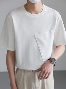 INCERUN Mens Solid Large Pocket Short Sleeve T-Shirt