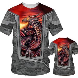 Baibao QIQI Summer New Dragon Pattern Printed Men's T Shirt Round Neck Loose Tops Breathable Comfortable Oversized Men Clothing