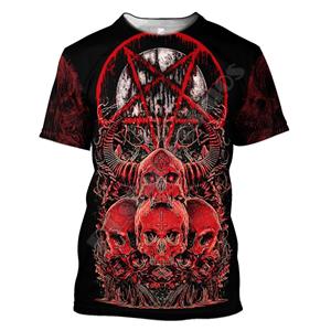 ETST WENDY Satanic Skull Red Tattoo 3D All Over Printed Men's T-shirts Casual 0-Neck Short Sleeve Loose Tee Shirts Unisex Street Tees Tops