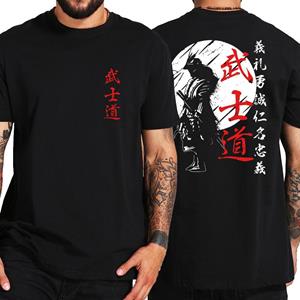 Nihao Japan Samurai Geest T-shirts Japanse Stijl Terug Print EU Size 100% Katoen Tops T-shirt Bushido Mannelijke Geschenken Tee