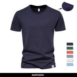 AIOPESON Men Fashion AIOPESON 100% katoenen T-shirt voor mannen O-hals vuile kleur basic heren T-shirts met korte mouwen nieuwe zomer tops tees mannen kleding