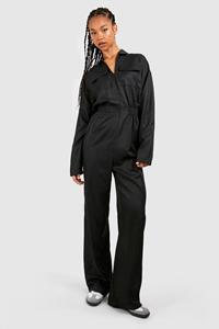 Boohoo Tall Utility Boilersuit, Black