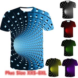 BLOUSE WOMEN Heren Grafische optische illusie Plus Size T-shirt Korte Mouw Daily Tops Streetwear Punk & Gothic Ronde Hals Zwart Blauw Paars / Zomer