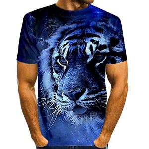 BLOUSE WOMEN Men's Graphic 3D Animal T shirt Print Short Sleeve Daily Tops Blue For Men