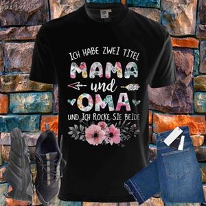 Shirtbude Mama Oma Geschenk zwei Titel Weihnachten Print tshirt