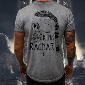 Shirtbude King Ragnar Skull Vikings Print Tshirt