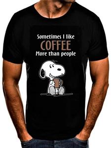Shirtbude Snoopy Coffee Kaffee am Morgen Spruch Print Tshirt