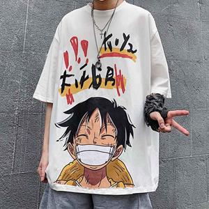 NEXT Urpretty7 Zomer Een stuk afdrukken Interessante Anime Luffy Patroon Street Casual T-shirt ronde hals korte mouw Tees