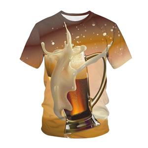 TSBABY Mannen 3D Printing Bier T-shirt gepersonaliseerde korte mouw T-shirt heren zomer casual top